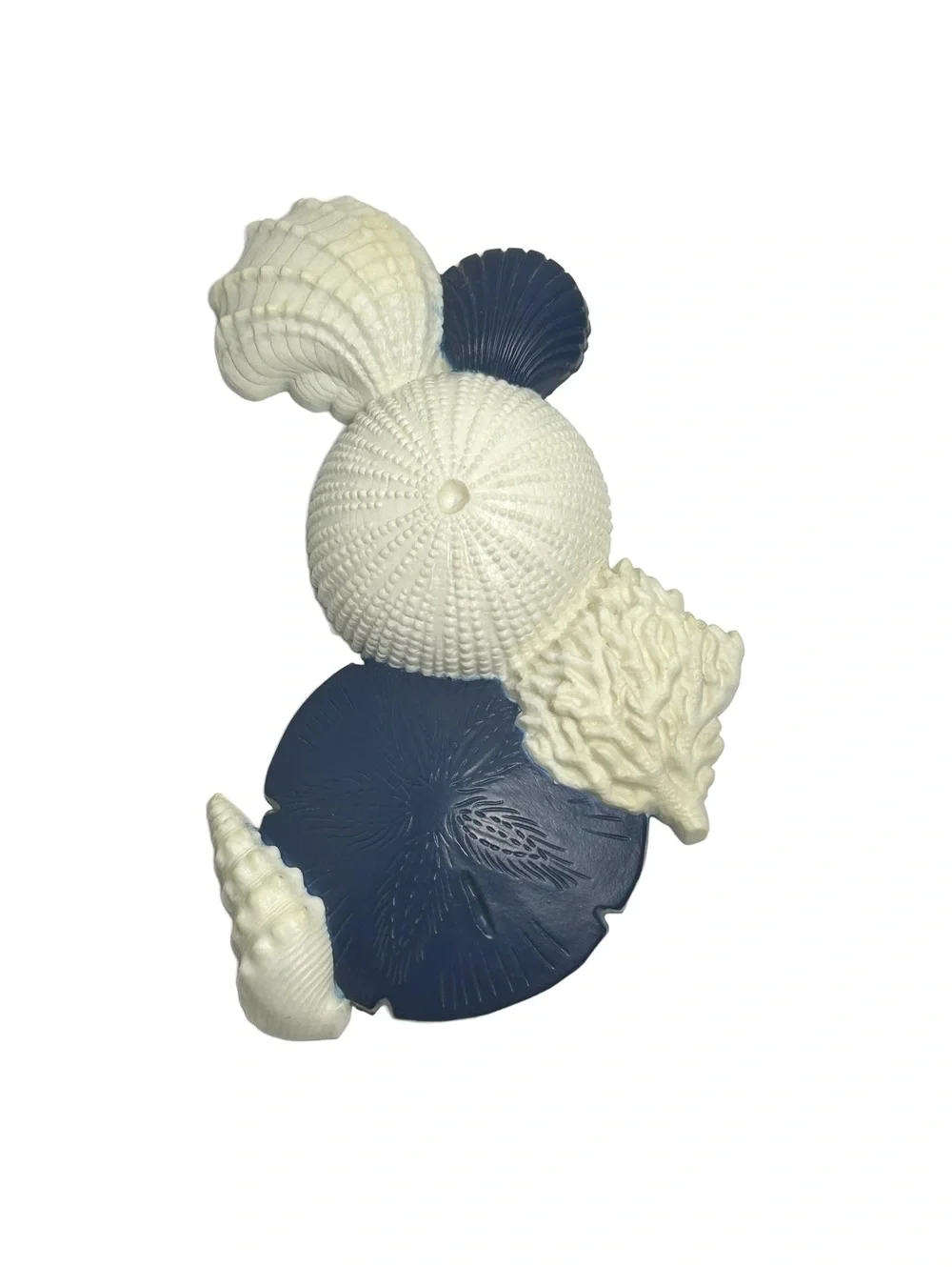 Vintage Plastic Seashell Wall Decor Pair in Navy and White